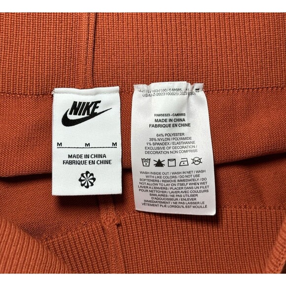 Nike Sportswear Chill Knit Sweater Flared Pants Women Medium Orange High-Waisted - Picture 7 of 12